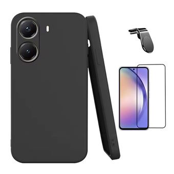 Kit Película de Vidro Temperado Gorilasglass + Capa Proteção Silicone + Suporte Magnético L Gift4Me para Xiaomi Poco X7 Pro | Preto - 1