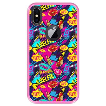 Capa Tpu Hapdey para Iphone X - Xs | Design Padrão de Bolhas Em Quadrinhos 4 - Rosa