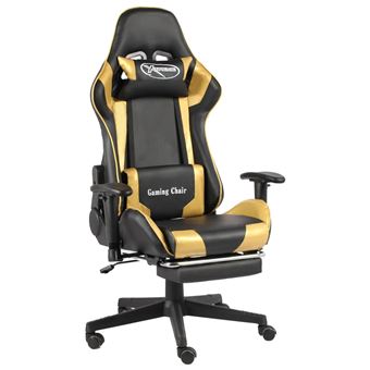 Cadeira de gaming giratória vidaXL com apoio de pés | PVC dourado - 1