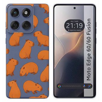 Capa de Silicone Transparente TUMUNDOSMARTPHONE para Motorola Edge 60 / 60 Fusion 5G | Estampa de capivara 2 desenhos - 1