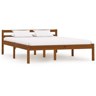 Estrutura de Cama vidaXL 140x200 cm madeira pinho maciço castanho mel - 1