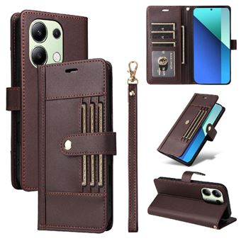 Capa Carteira Flip ZURSANA para Xiaomi Redmi Note 13 4G com Bloqueio RFID | Pulseira e 6 Porta-Cartões - Castanho - 1