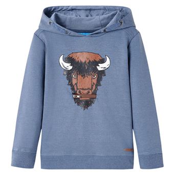Sweatshirt para criança | vidaXL | com capuz azul mesclado 116 | 5 a 6 anos - 1