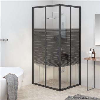 Cabine de Duche vidaXL | Riscas ESG 80x70x180 cm | Preto - 1