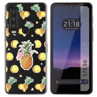 Capa de silicone TUMUNDOSMARTPHONE para CAT S75 5G | transparente desenhos abacaxi - 1