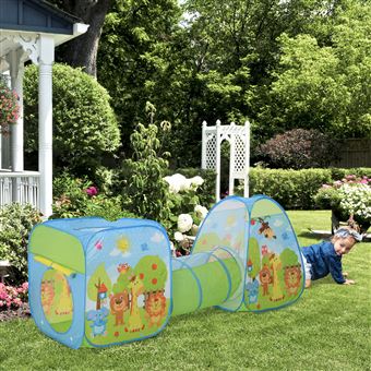 Tenda de Atividades Infantil HOMCOM 3 em 1 Poliéster - Azul Verde