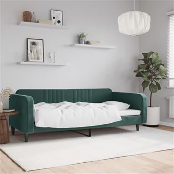 Sofá-cama vidaXL | 90x200 cm | veludo verde-escuro - 1