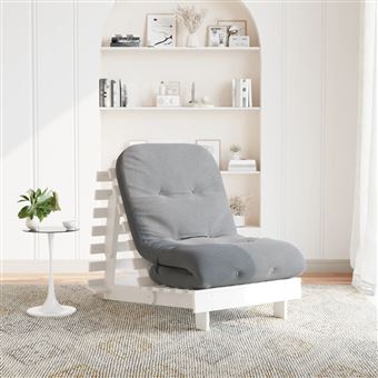 Sofá-cama futon com colchão vidaXL | 70x206x11 cm | pinho maciço branco - 1