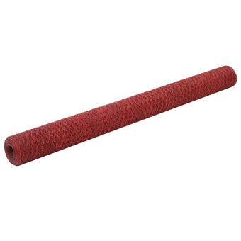 Rede Arame Hexagonal Aço vidaXL com Revestimento PVC 25X1 5 M Vermelho - 1