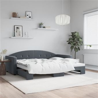 Sofá-cama com gavetão vidaXL | 90x200 cm | veludo cinzento-escuro - 1