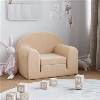 Sofá-cama infantil vidaXL | peluche macio creme - 1