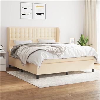 Cama com Molas e Colchão vidaXL | 180x200 cm | tecido cor creme - 1