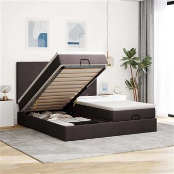 Estrutura de cama otomana com colchões vidaXL | tecido castanho escuro - 1