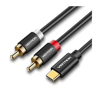 Cabo Adaptador Vention Tipo-C para 2RCA Macho | 0,5m - Preto Metalizado - 1