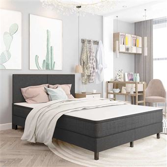 Cama boxspring vidaXL | 180x200 cm | tecido cinzento - 1