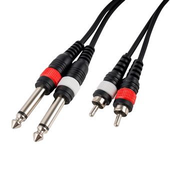 Cabo de áudio cascha hh 2095 3 m 2 x 6.35mm 2 x rca preto - 1