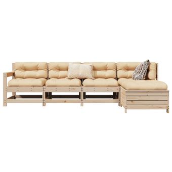Conjunto de sofás para jardim vidaXL | 5 Peças | madeira de pinho maciça - 1