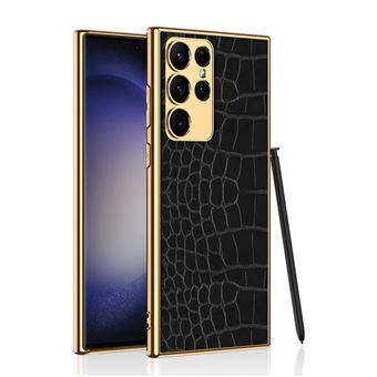Capa V-REEL Armação em TPU + couro com padrão de crocodilo para Samsung S23 Plus - Preto - 1