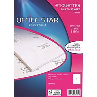 Etiqueta autocolante Office Star OS43478 | Branco - 1