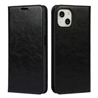 Capa de Couro Dourado Genuíno Textura de cavalo louco com Suporte Preto para iPhone 13 6.1'' - 1