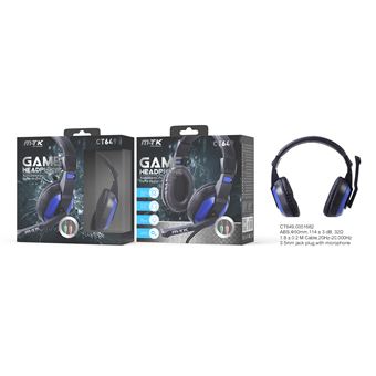 Auscultadores com Cabo Stereo Gaming M.TK CT649 - Preto + Azul - 1