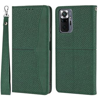 Capa PU + TPU Textura tecida auto-absorvida com Suporte Verde e Correias para Xiaomi Redmi Note 10 Pro 4G (Global)/Redmi Note 10 Pro Max - 1