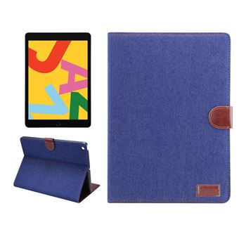 Capa PU e TPU Magunivers Pano de Calça Jeans com Apoio Azul escuro para Apple iPad 10.2 (2019) - 1