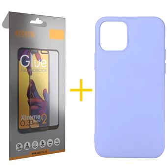 Conjunto Accetel 1 x Película de Vidro Full + Capa para iPhone 13 Pro Max Silicone Líquido - Roxo - 1