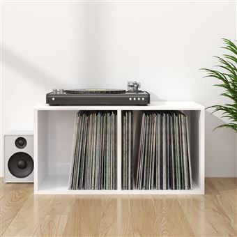 Caixa para discos de vinil vidaXL | 71x34x36cm | derivado madeira branco brilhante - 1