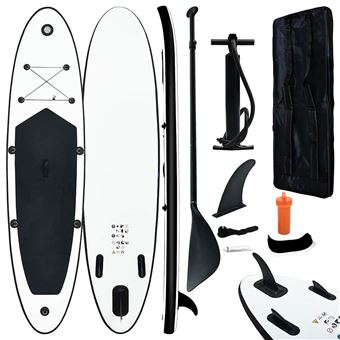 Conjunto Prancha de Paddle SUP Insuflável vidaXL Preto e branco - 1