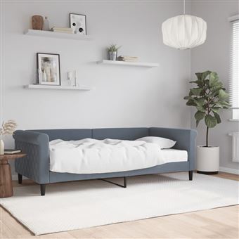 Sofá-cama com colchão vidaXL | 90x190 cm | veludo cinzento-escuro - 1