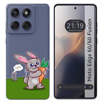 Capa de Silicone Transparente TUMUNDOSMARTPHONE para Motorola Edge 60 / 60 Fusion 5G | Estampa de coelho em estilo desenho - 1