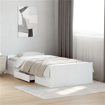 Estrutura cama com gavetas vidaXL | 75x190 cm | derivados de madeira branco - 1