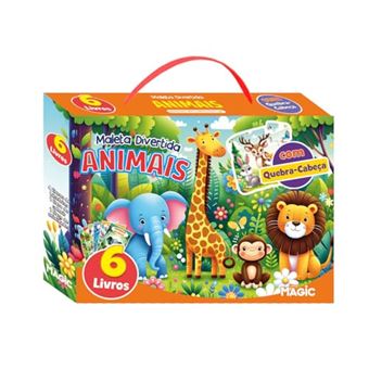 Livro Brinquedo Animais 6 Livros + 1 Quebra-Cabeça Maleta - 1