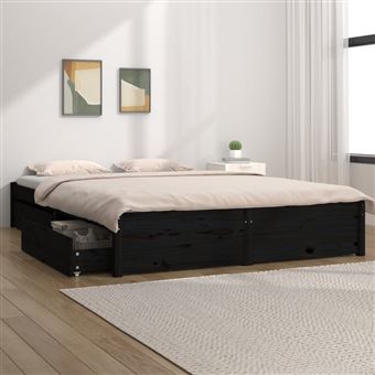 Estrutura de Cama vidaXL com Gavetas | 120x200 cm | Preto - 1