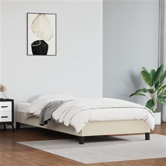 Estrutura de cama vidaXL 90x190 cm couro artificial cor creme - 1