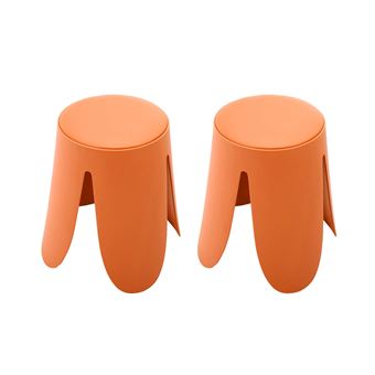 Banco Empilhável sweeek | Couro Sintético | 2 Unidades | Laranja - 1