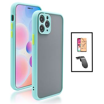 Kit Gift4Me Capa Traseira Proteção Camara + Vidro Temperado Ceramica Full Cover + Suporte de Carro Magnético L para Apple iPhone 14 - Azul Claro - 1