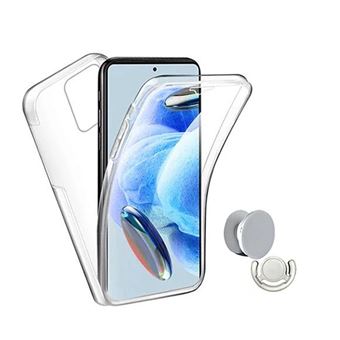 Kit Capa 360° Proteção Frente e Verso + 1 Handholder + 1 Suporte Handholder Branco GIFT4ME para Oppo Reno14 - Transparente/Branco - 1