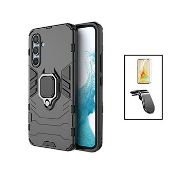 Kit Phonecare Película de Vidro Temperado 5D Full Cover + Capa 3X1 Military Defender + Suporte Magnético L Safe Driving Carro para Samsung Galaxy A35 5G | Preto - 1