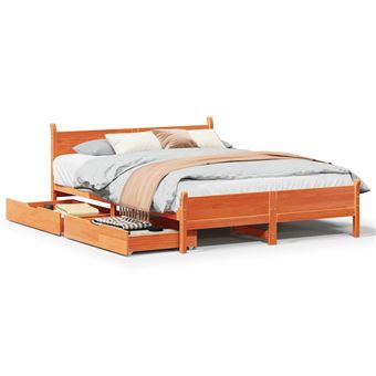 Cama sem colchão vidaXL | 120x190 cm | madeira pinho maciça castanho-mel - 1