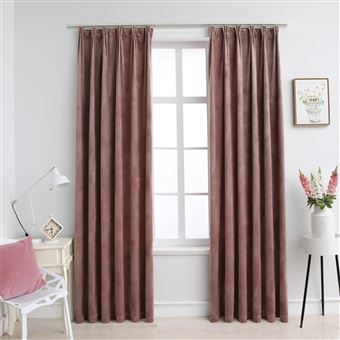 Cortinas Blackout vidaXL com ganchos 2 Peças 140x175cm veludo rosa antigo - 1