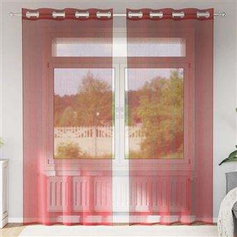 Cortinas de voile com ilhós vidaXL | 2 Peças | vermelho tinto - 1