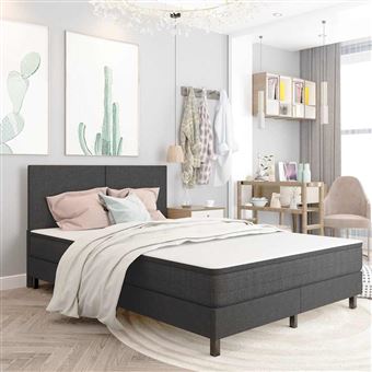 Cama boxspring vidaXL | 140x200 cm | tecido cinzento - 1