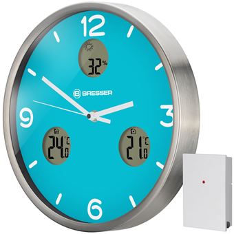 Relógio Climático Bresser MyTime io NX com Temperatura e Húmidade | 30 cm - Azul Ciano - 1
