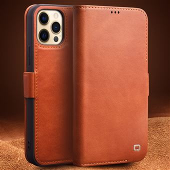 Capa de Couro Genuíno magunivers Qialino Fecho Magnético Marrom para Iphone 12 Mini 5.4'' - 1