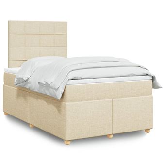 Cama com molas e colchão vidaXL | 120x200 cm | tecido cor creme - 1