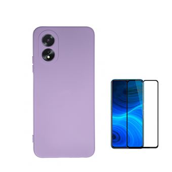 Kit Película de Vidro Temperado 5D Full Cover + Capa Silicone Líquido Phonecare para Oppo A38 4G - Roxo - 1