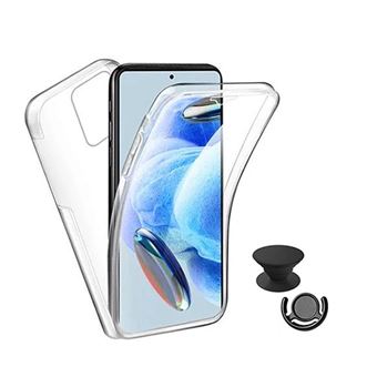 Kit Capa 360° Proteção Frente e Verso + 1 Handholder + 1 Suporte Handholder Preto GIFT4ME para Oppo Reno14 - Transparente/Preto - 1