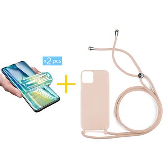 Pack 2 x Película de Hidrogel + Capa skyhe Apple iPhone 16 Plus Gel Rope | Rosa Pastel - 1